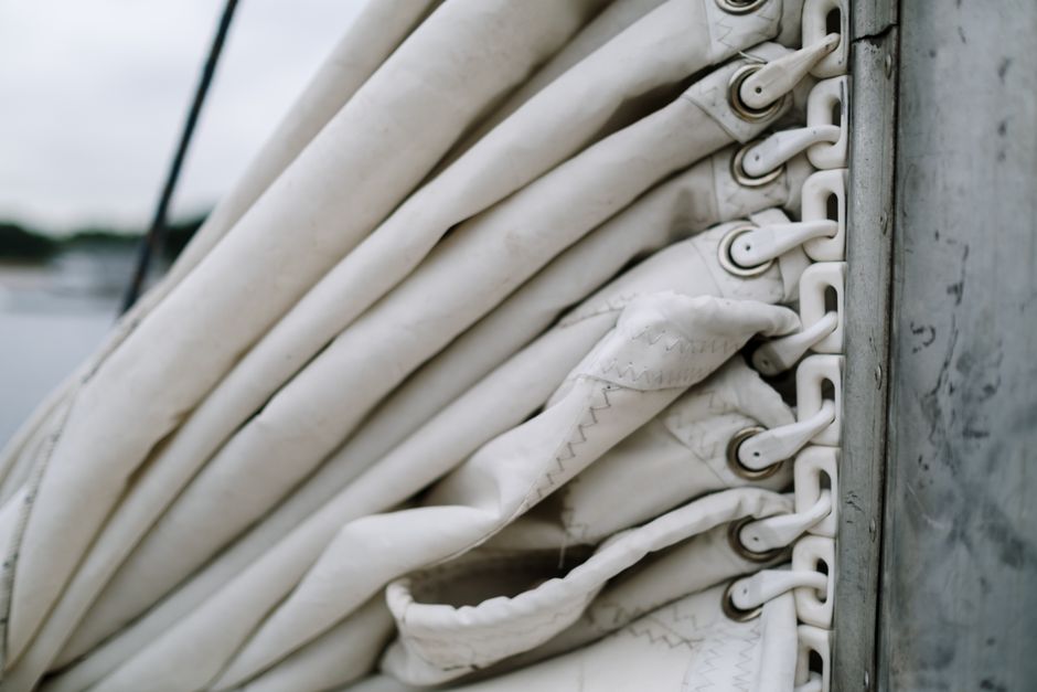 Marine canvas material with metal rings